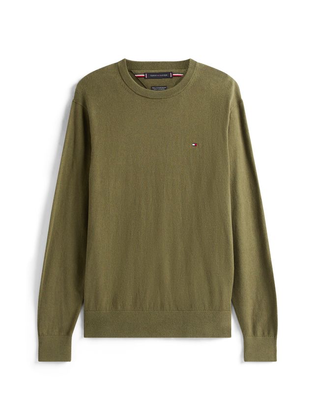 Pima Org Ctn Cashmere Crew Neck Huntsman Green