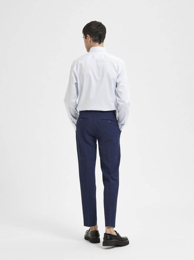 Slim Oasis Linen Bukser Dark Navy