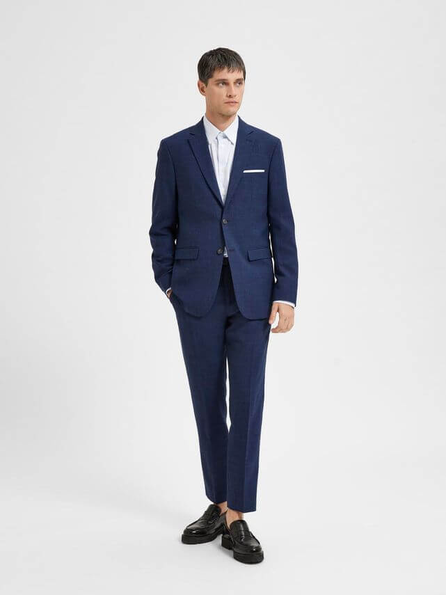 Slim Oasis Linen Blazer Dark Navy