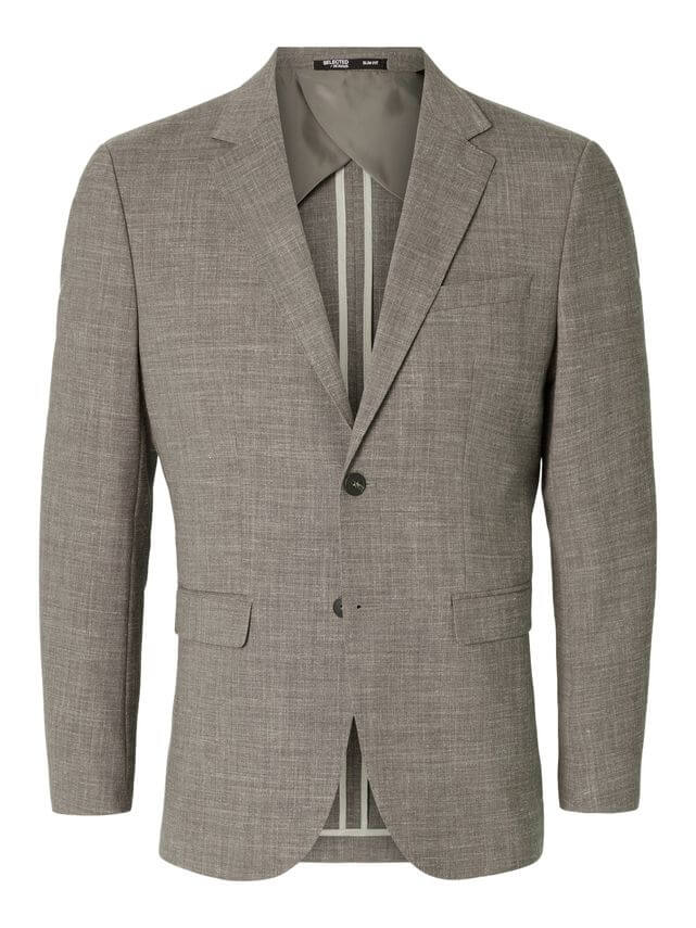 Slim Oasis Linen Blazer Dark Sand Melange