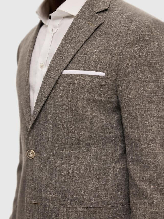 Slim Oasis Linen Blazer Dark Sand Melange