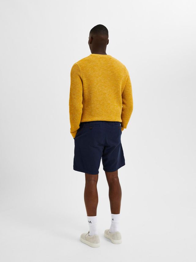 Slh Regular Brody Linen Shorts Dark Sapphire