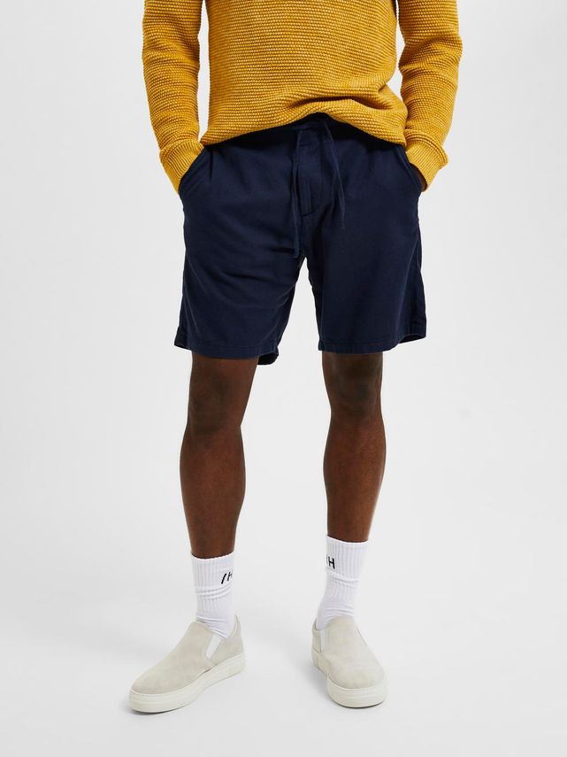 Slh Regular Brody Linen Shorts Dark Sapphire
