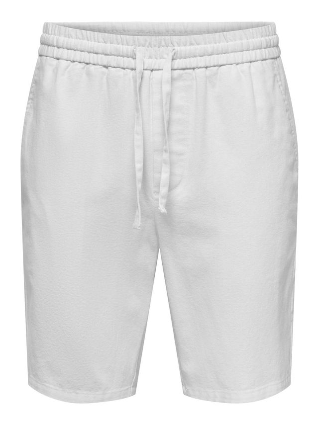 Linus Cot Lin Shorts  Bright White