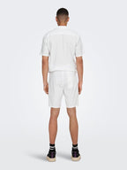 Linus Cot Lin Shorts  Bright White