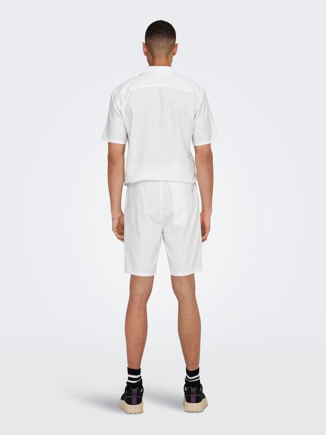 Linus Cot Lin Shorts  Bright White