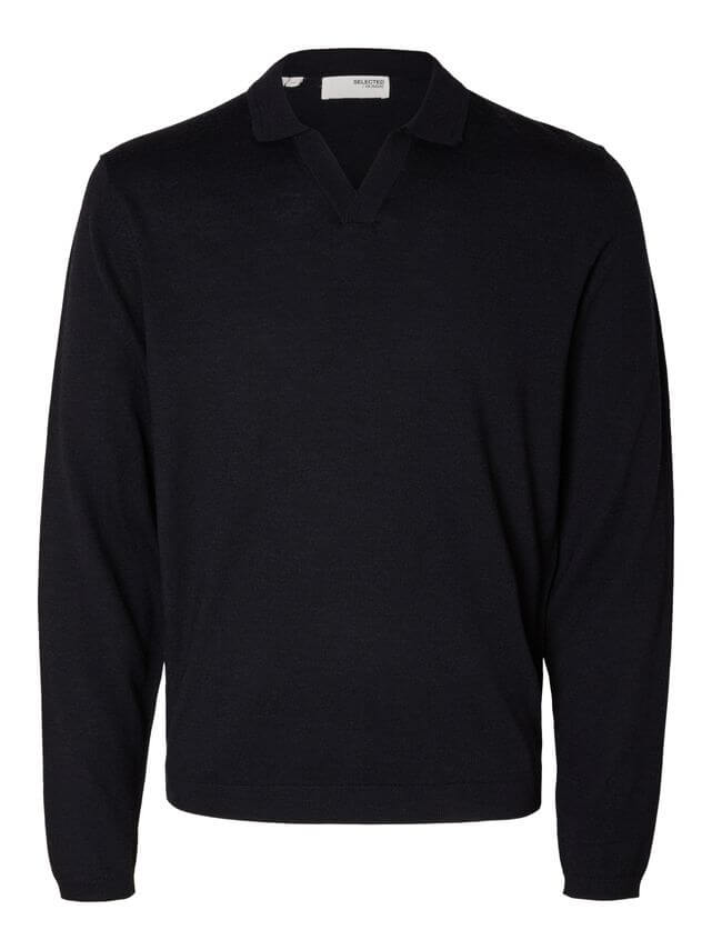Town Ls Knit Open Polo Sky Captain