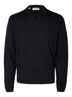 Town Ls Knit Open Polo Sky Captain