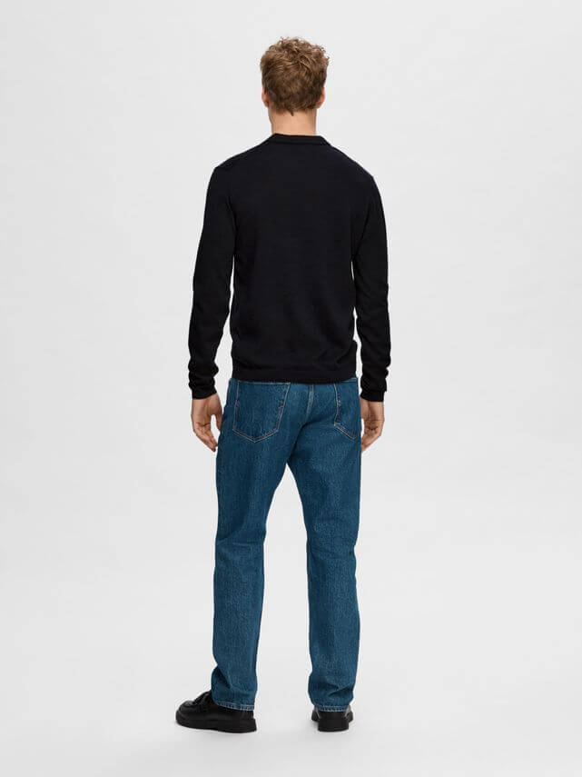 Town Ls Knit Open Polo Sky Captain