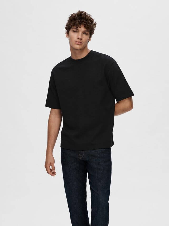 Loose Oscar Ss Oneck Tee Black