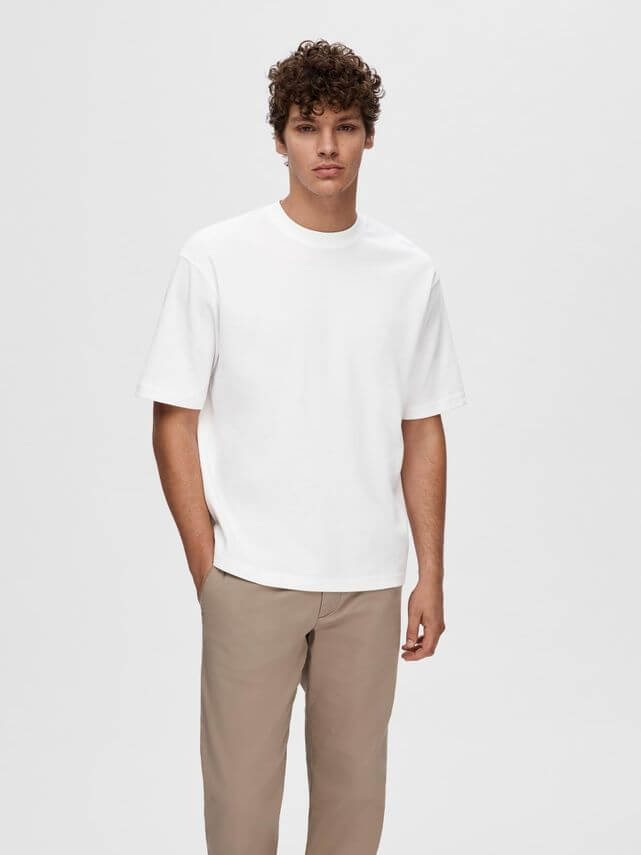 Loose Oscar Ss Oneck Tee Bright White
