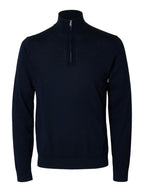 Tray Ls Knit Merino Half Zip Navy Blazer