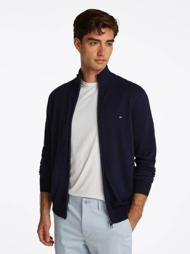 Essential Cotton Zip Knit Desert Sky