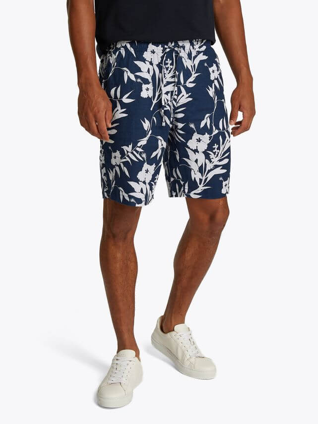 Harlem Linen Print Shorts Night Sky