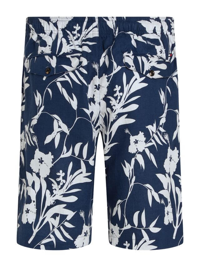 Harlem Linen Print Shorts Night Sky
