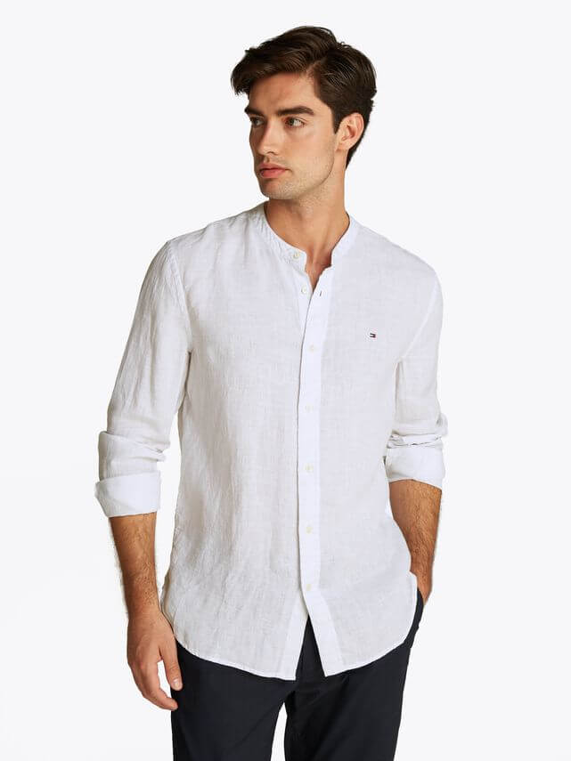 Pigment Dye Mao Collar Shirt Optic White