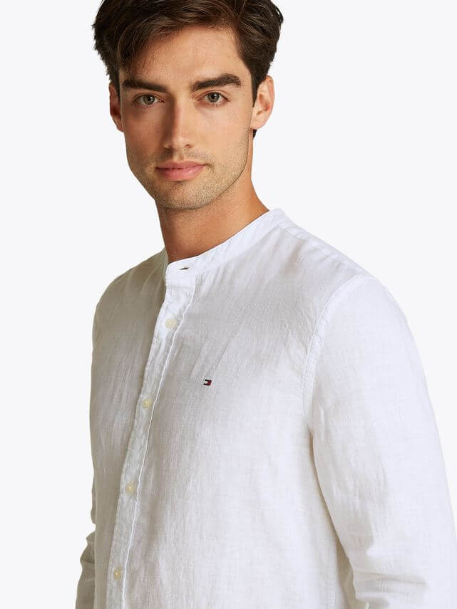 Pigment Dye Mao Collar Shirt Optic White