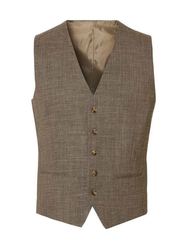 Slim Oasis Vest Dark Sand Melange