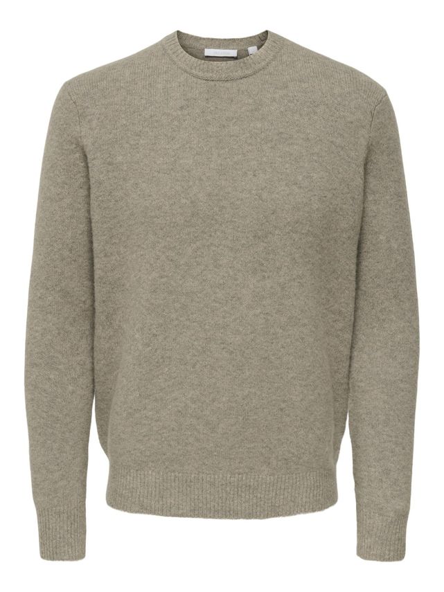 Onsray Reg Ls Crew Knit Frml Noos Walnut