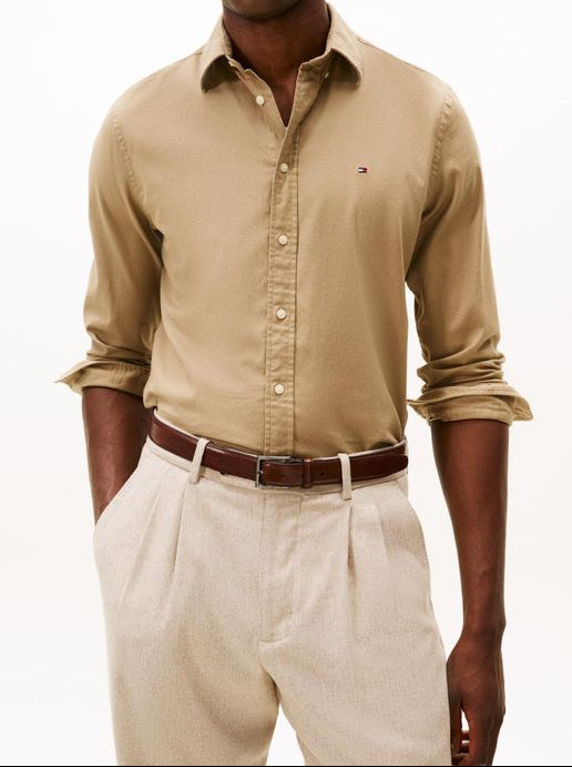Tommy Hilfiger "FLEX FLANNEL SOLID RF SHIRT" Skjorte Beige