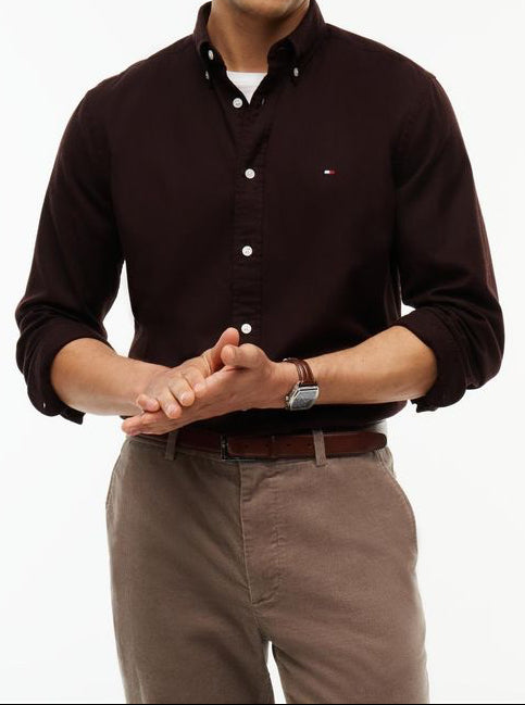 Tommy Hilfiger "FLEX FLANNEL SOLID RF SHIRT" Skjorte Brown