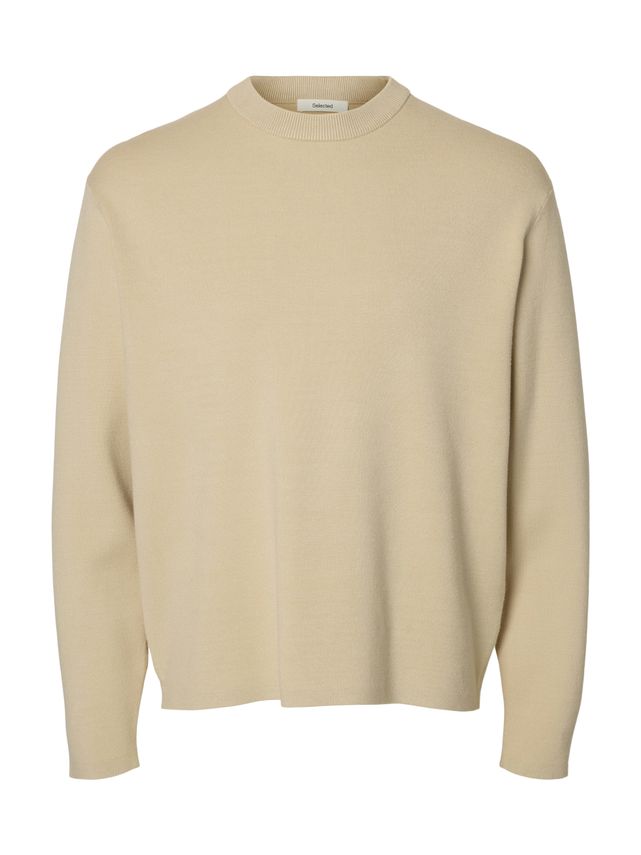 Slhteller Fn Relaxed Crew Neck Noos Oatmeal
