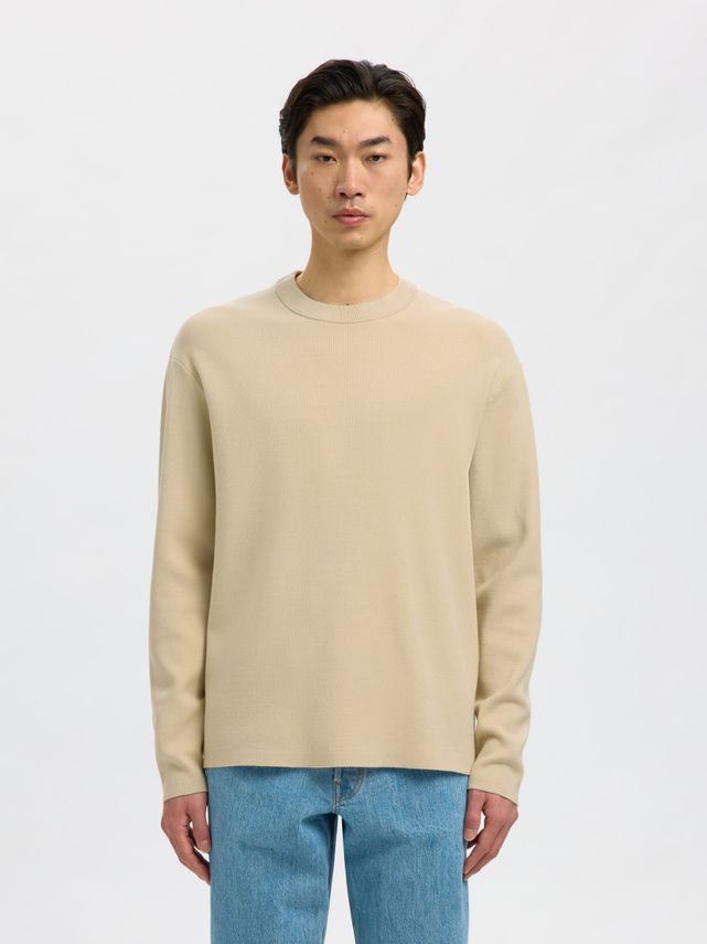Slhteller Fn Relaxed Crew Neck Noos Oatmeal