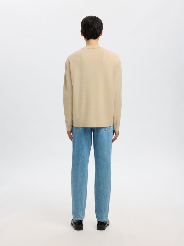 Slhteller Fn Relaxed Crew Neck Noos Oatmeal