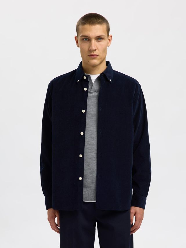 Selected "SLMREGCOLE DANNI CORD BD LS" Skjorte Blue