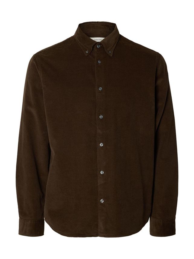 Selected SLMREGCOLE DANNI CORD BD LS SHIRT Brown