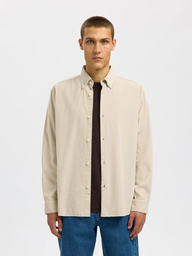 Slhregdanni Cord Bd Ls Shirt Noos Moonstruck