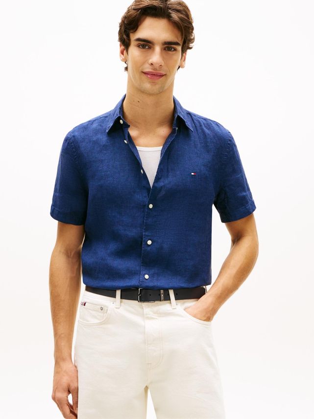 Pigment Dyed Linen RF Shirt S/S Carbon Navy