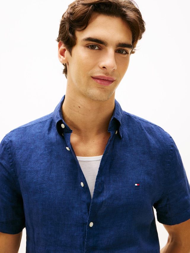 Pigment Dyed Linen RF Shirt S/S Carbon Navy