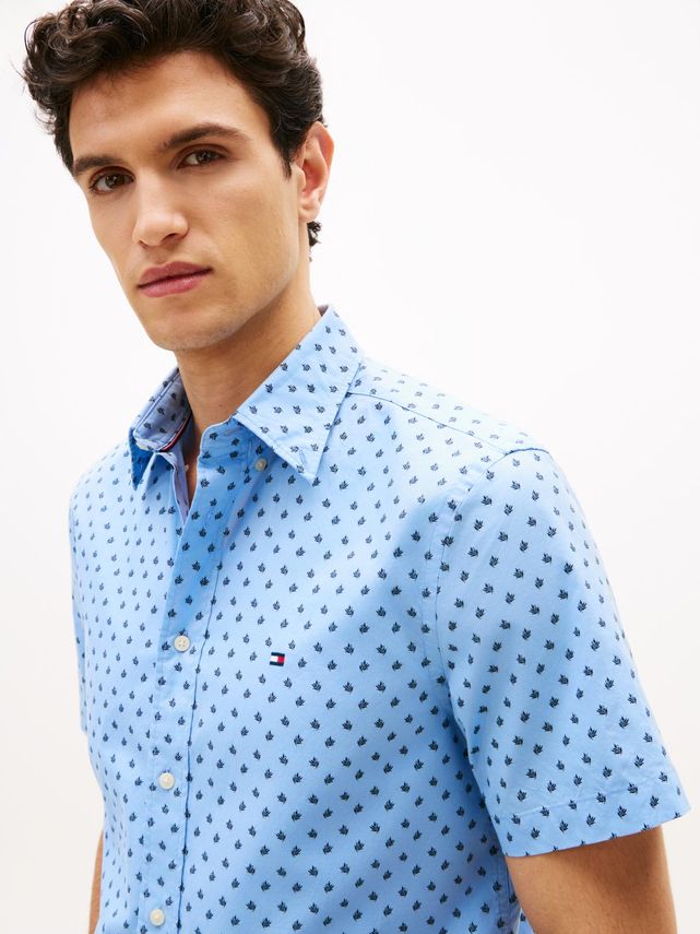 Flex Poplin Prt RF BD S/S Sweet Blue