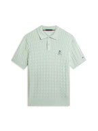 Cable Short Sleeve Polo Mint Grey