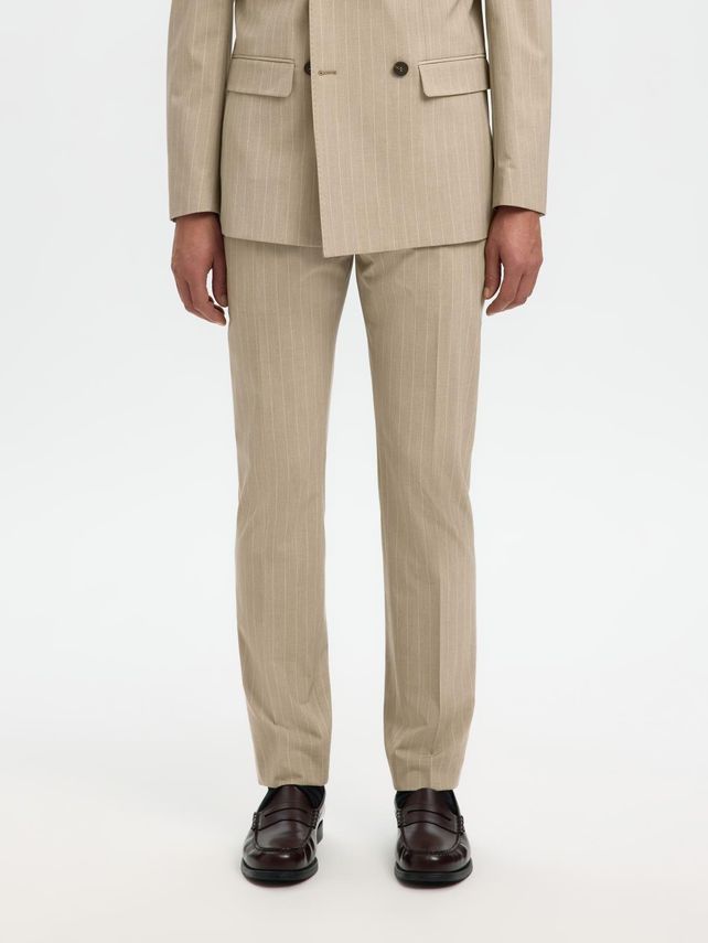 Selected Homme Slim Liam Pinstriped Habitbuks Sand