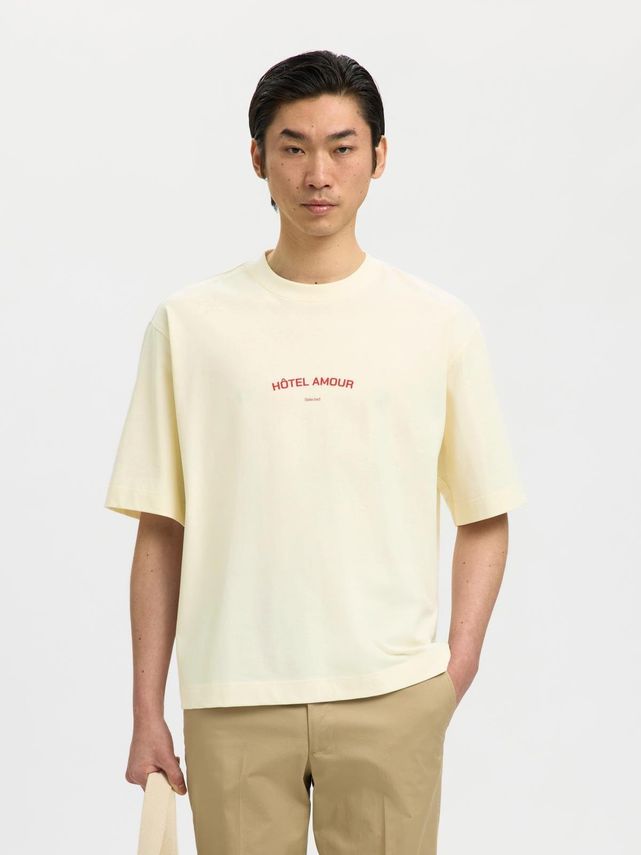 SLHBoxyLiam SS O-Neck Tee Hotel Amo Egret