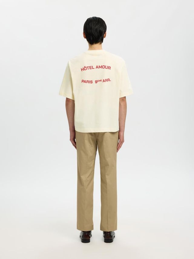SLHBoxyLiam SS O-Neck Tee Hotel Amo Egret