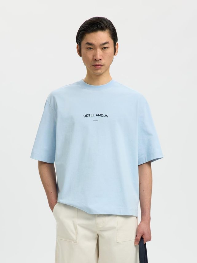 SLHBoxyLiam SS O-Neck Tee Hotel Amo Skyway