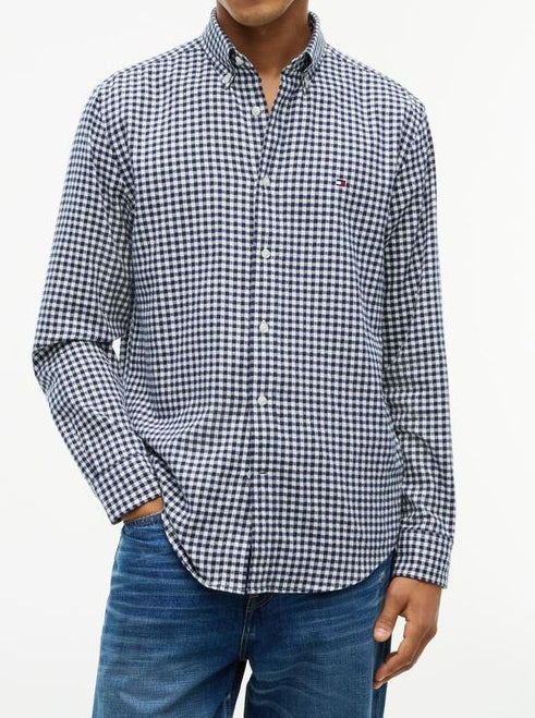 Tommy Hilfiger Flannel Gingham Dobby Skjorte Blue