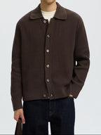 Selected "SLMDRY LS RIB" Polo Cardigan Brown