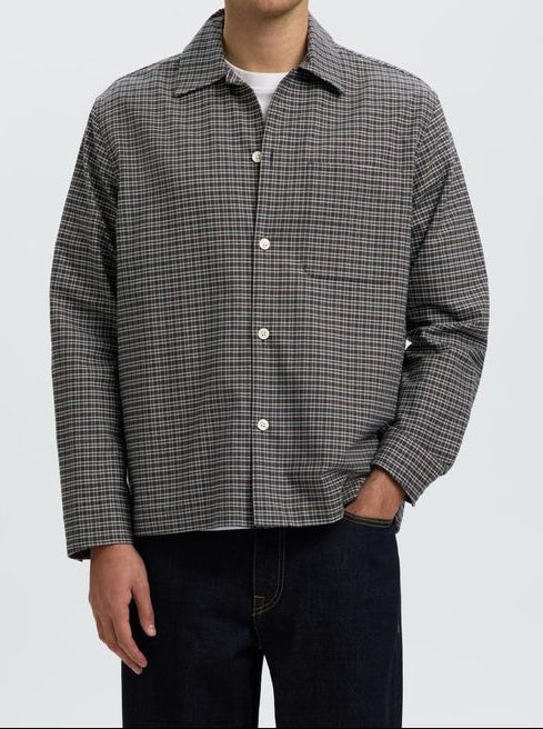 Selected "SLMRLXSVEND RICK BRUSHED OX LIGHT" Skjorte Grey
