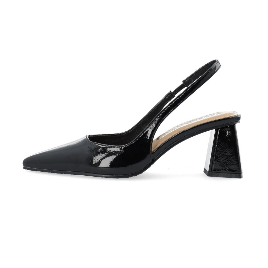 Maralyn Slingback Weaved Faux Leather Stilet Black