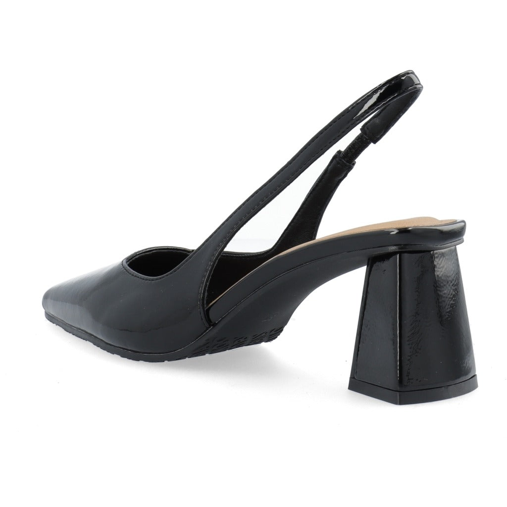 Maralyn Slingback Weaved Faux Leather Stilet Black