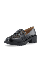 Pearl Penny Loafer Weaved Faux Leather Black