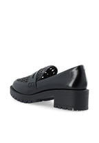 Pearl Penny Loafer Weaved Faux Leather Black