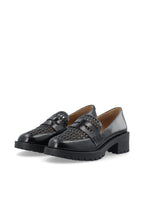 Pearl Penny Loafer Weaved Faux Leather Black