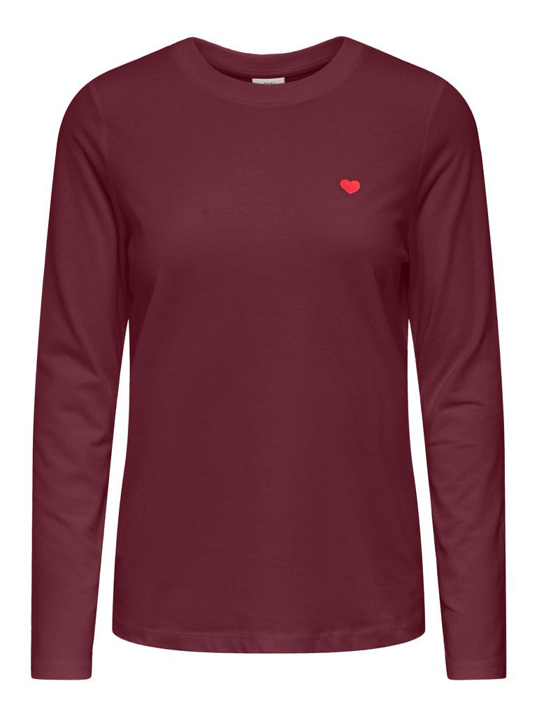 JDY Pisa L/S Print Top Noos Windsor Wine