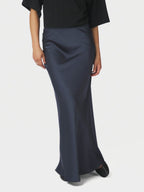 Vicky Heavy Sateen Skirt Midnight Blue