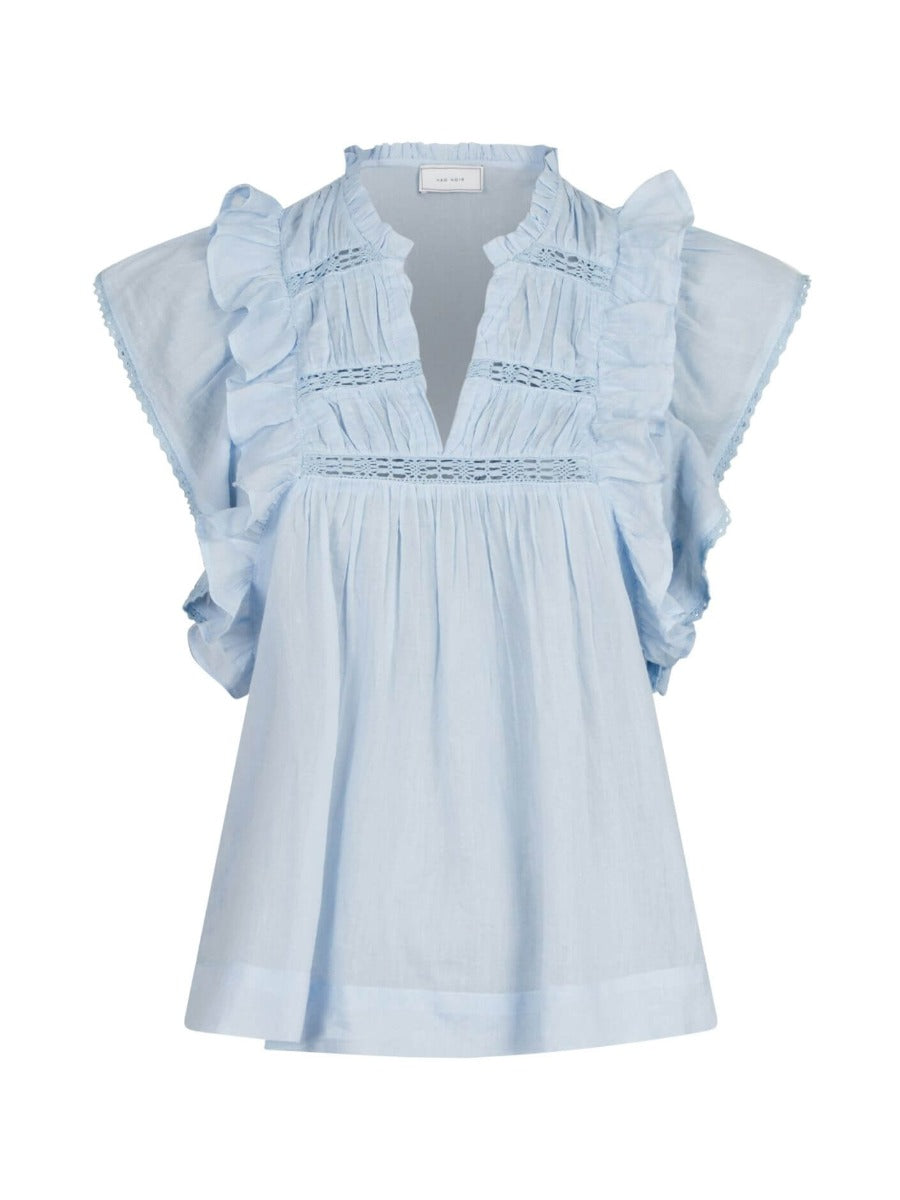 Jayla S Voile Top-LIGHT BLUE